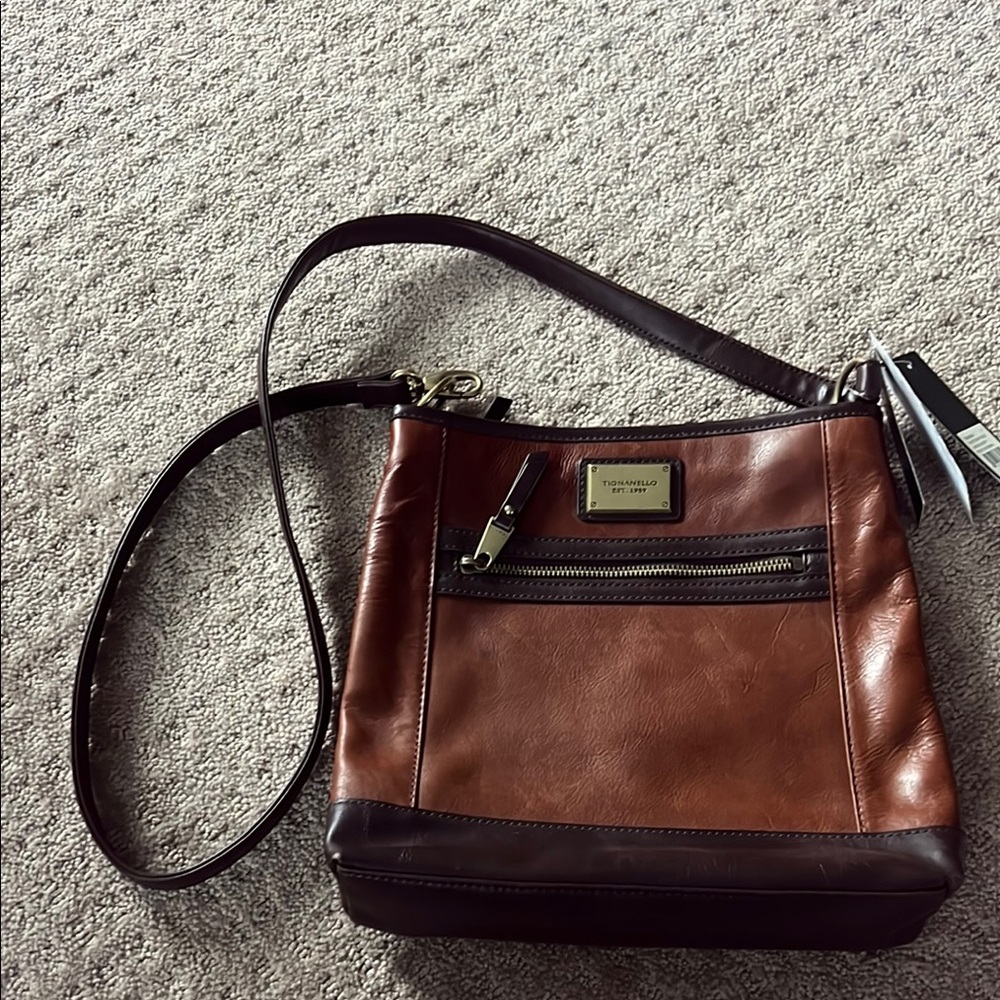 Tignanello Brown Leather Crossbody Bag